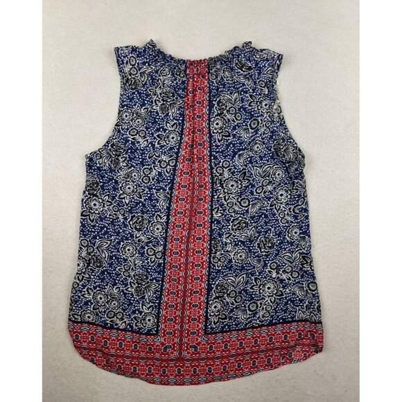 ZAC & RACHEL - WOMEN'S BLUE & RED PRINT SLEEVELESS TUNIC TANK TOP - SIZE M - Picture 7 of 8